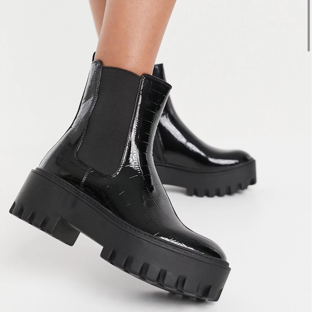 Simmi London Amana chunky ankle boots in black croc